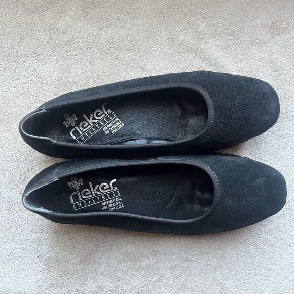 Rieker Antistress Ballerina Black Suede Wedge Loafer Shoe Women EU‎ 41 US 10 - Picture 6 of 15